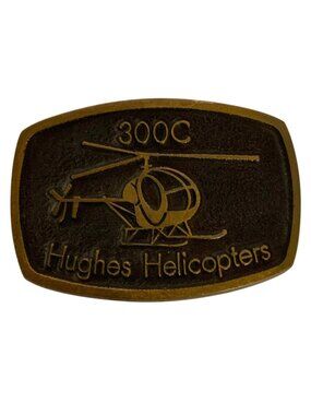 Hughes Helicopters 300C Brass Belt Buckle Collectible Aviation Memorabilia
